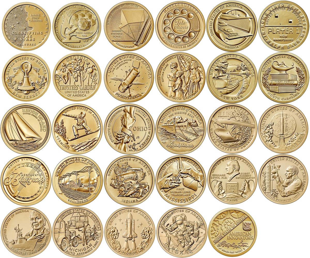 USオリジ激レア極美コンディション！Kwick - To The Point 2018 P - 2025 P Mint First 29 Coins of American Innovation Dollars